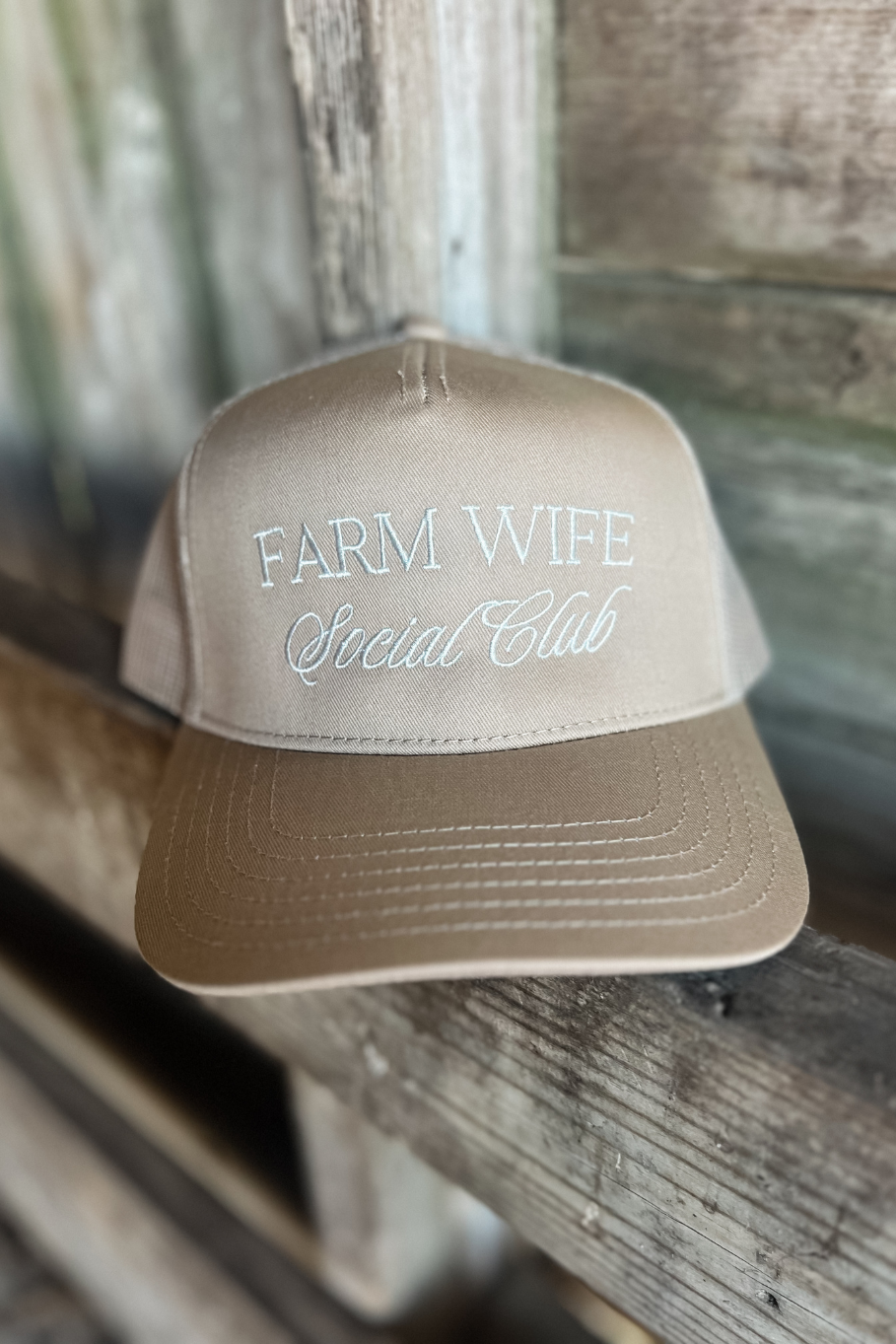 Farm Wife Social Club Trucker Hat with Mesh Back - Dark Gray