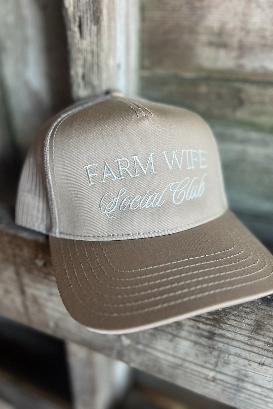 Farm Wife Social Club Trucker Hat with Mesh Back - Dark Gray