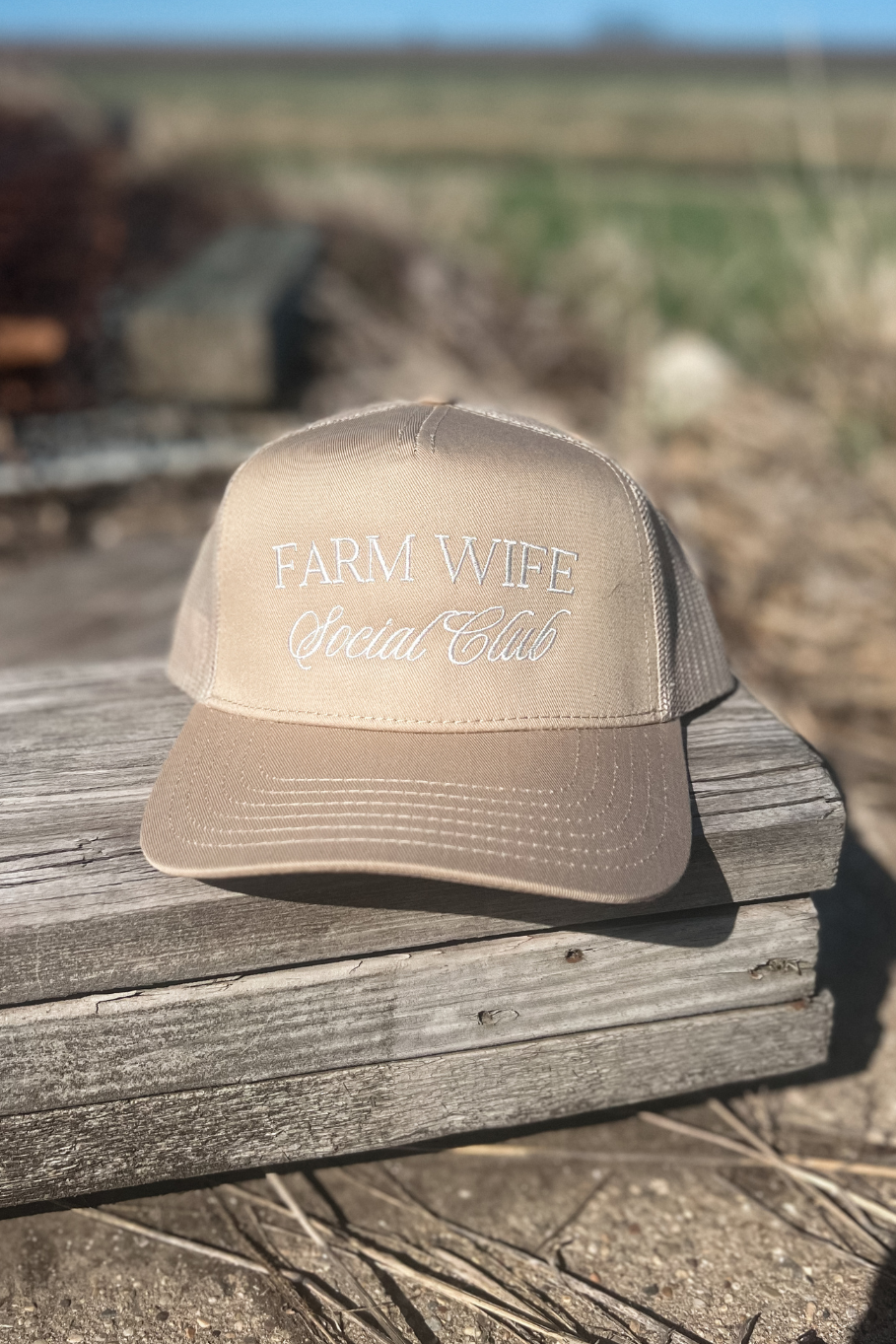 Farm Wife Social Club Trucker Hat with Mesh Back - Dark Gray