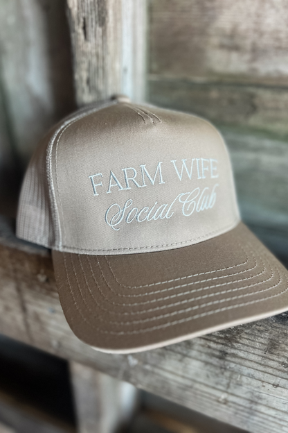 Farm Wife Social Club Trucker Hat with Mesh Back - Dark Gray